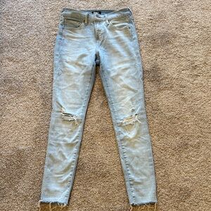 Express Light Blue Women's Distressed Skinny Jeans